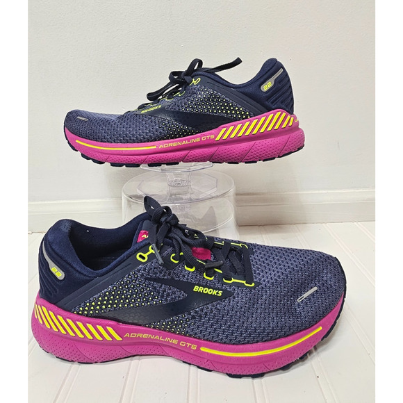 Brooks adrenaline GTS 22 size 10 Womens running Stability navy purple shoes - Picture 1 of 6